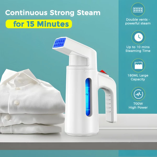 25s gyorsgőzölő 700 W, 180 ml kapacitású, erős áthatoló, hordozható ruhákhoz - Fehér
