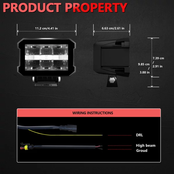 100 W-os spot LED fénysor, 5 hüvelykes 10000LM vezetőlámpa, vízálló