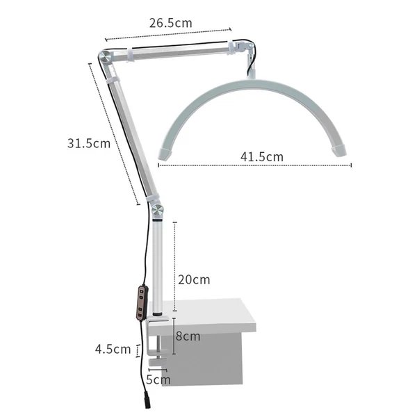 Andoer HD-M3X Pro 16 hüvelykes asztali LED-es videolámpa, félhold alakú kitöltőlámpa - Fehér