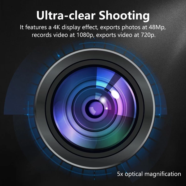 Infravörös éjjellátó távcső 3 hüvelykes kijelző 4K érzékelő 5X digitális optikai zoom 2000 mAh akkumulátor 800 millió látótáv -  Memóriakártya nélkül