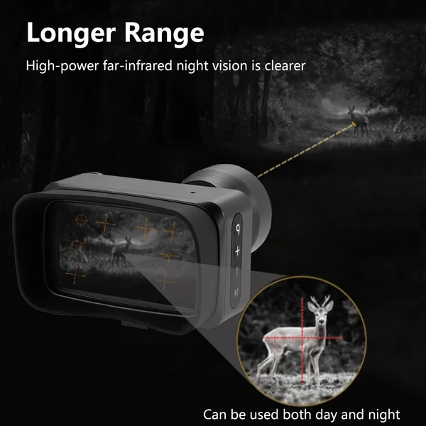 Infravörös éjjellátó távcső 3 hüvelykes kijelző 4K érzékelő 5X digitális optikai zoom 2000 mAh akkumulátor 800 millió látótáv -  Memóriakártya nélkül
