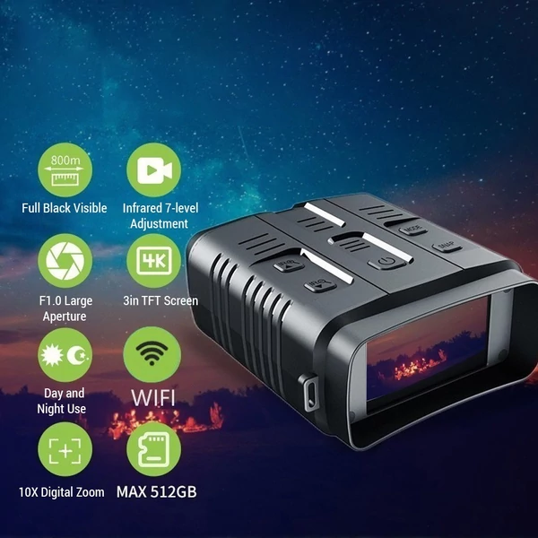 4K éjjellátó távcső infravörös 10X digitális zoom 3 hüvelykes képernyő WiFi