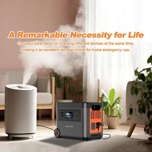 LANPWR D5 2500 W 2160 Wh LifePo4 napelem generátor 15 W vezeték nélküli töltés 14 aljzattal AC gyorstöltés erkélyes napelemes rendszerhez, kempingezéshez, lakóautó kiránduláshoz, szabadtéri partihoz, otthoni használatra