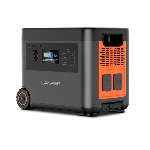 LANPWR D5 2500 W 2160 Wh LifePo4 napelem generátor 15 W vezeték nélküli töltés 14 aljzattal AC gyorstöltés erkélyes napelemes rendszerhez, kempingezéshez, lakóautó kiránduláshoz, szabadtéri partihoz, otthoni használatra