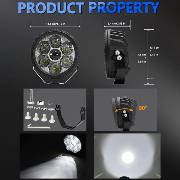 LED-es 6000K 150W, 5 hüvelykes autós körfényszóró - 1 db