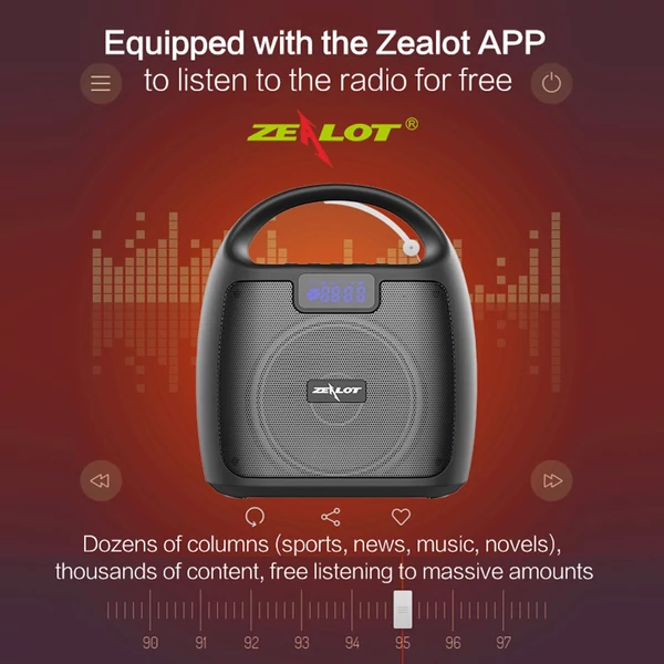ZEALOT S42 hordozható vezeték nélküli Walkman hangszóró BT 5.0 technológiával, vízálló