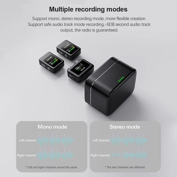SJCAM M1 vezeték nélküli mikrofonrendszer 1 vevővel, 2 mikrofonnal és töltőtokkal
