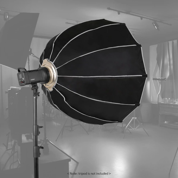 Gyorsan kioldható parabolikus összecsukható Softbox Bowen Mount méhsejt ráccsal - 120 cm