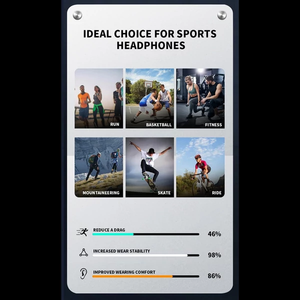 Vezeték nélküli sportfutás B8 Bone Conduction BT fülbe helyezhető - Fekete