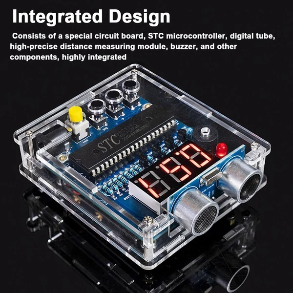 Távolságmérő műszer 51 mikrokontrollerre tervezett tolatóradarra épülő, DIY elektronikus forrasztókészleten - Burkolattal