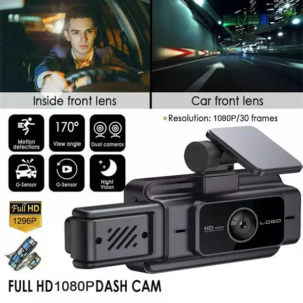 3 kamerás műszerfal DVR parkolási felügyelettel, autó visszapillantó tükörrel
