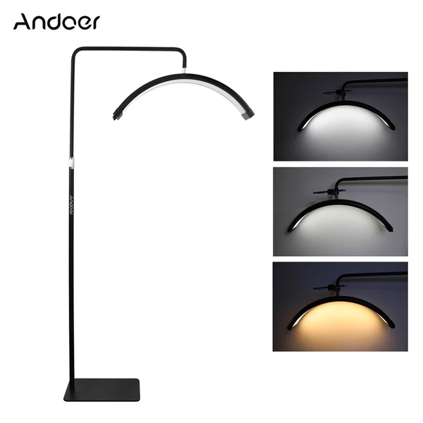 Andoer HD-M6X 36W padló LED félhold alakú kitöltő lámpa - Fekete