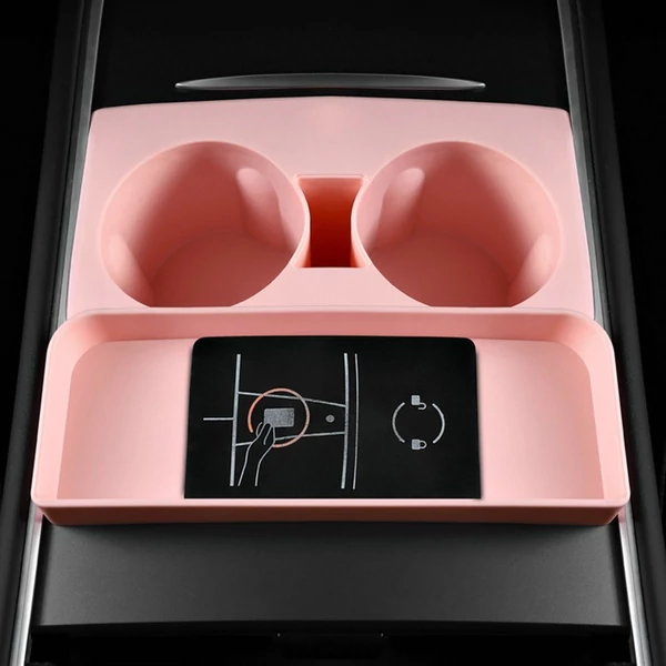 Szilikon pohártartó betét csere a Tesla Model 3/Y modellhez - Pink
