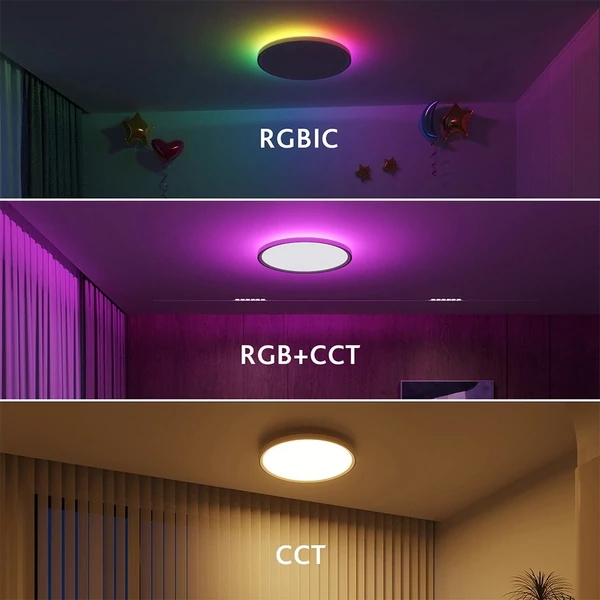 LED mennyezeti lámpa 30W 2700LM kerek lapos WiFi BT RGBIC/CCT/RGB 2700K-6500K