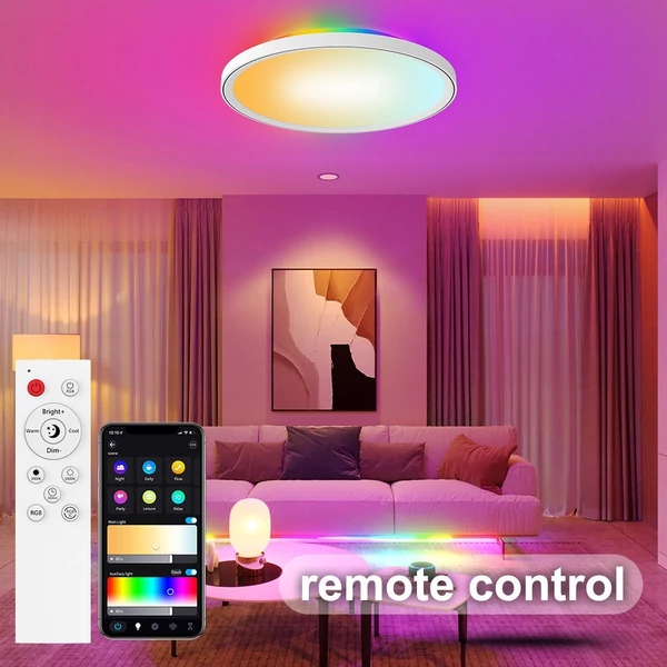 LED mennyezeti lámpa 30W 2700LM kerek lapos WiFi BT RGBIC/CCT/RGB 2700K-6500K