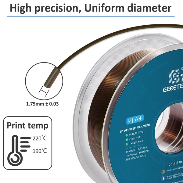 Geeetech selyem PLA izzószál 3D nyomtatóhoz - Réz