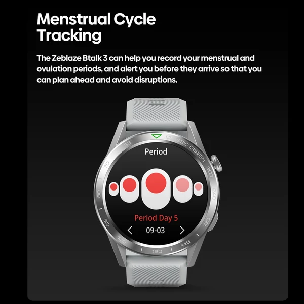 Zeblaze Btalk 3 intelligens karkötős sportóra 1,39 hüvelykes IPS teljes érintőképernyő fitneszkövetéssel - Fekete