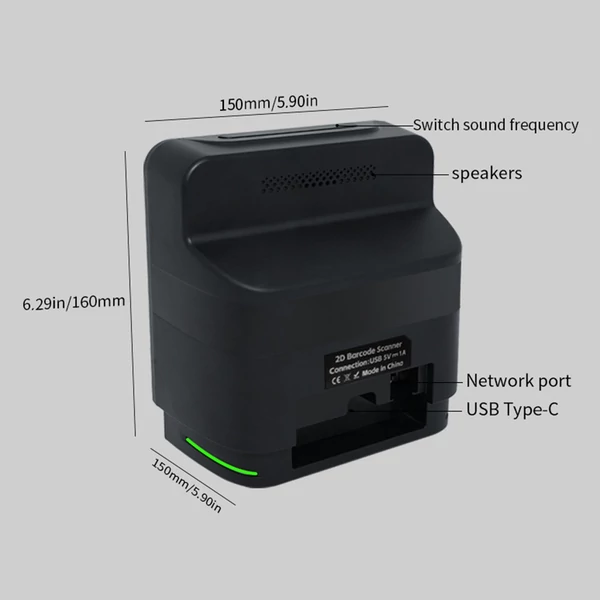 1D, 2D asztali vonalkód-leolvasó, QR-kód olvasó Omnidirectional Intelligens érzékelő Vezetékes USB Plug and Play