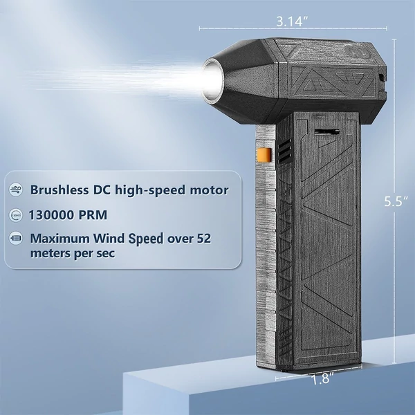 Mini Turbo Jet ventilátor, újratölthető 52 m/s - 8000 mAh, ventilátor fúvófejjel