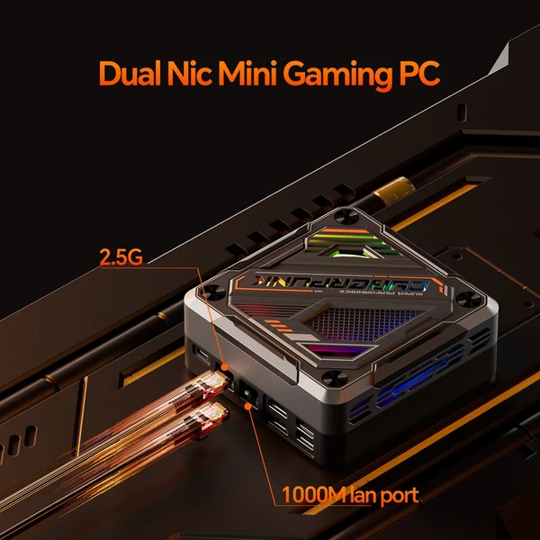 Mini PC Windows 11PRO 32G DRR5 RAM 1T SSD AMD Ryzen 7840HS processzor 8 mag 16 szál WIFI6 BT5.2 USB4 támogatás - Fekete