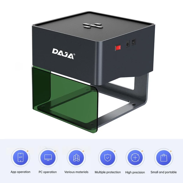 Hordozható DAJA DJ6 3W-os lézergravírozó 4db megemelt oszloppal + védőszemüveg 80x80mm-es faragási területtel
