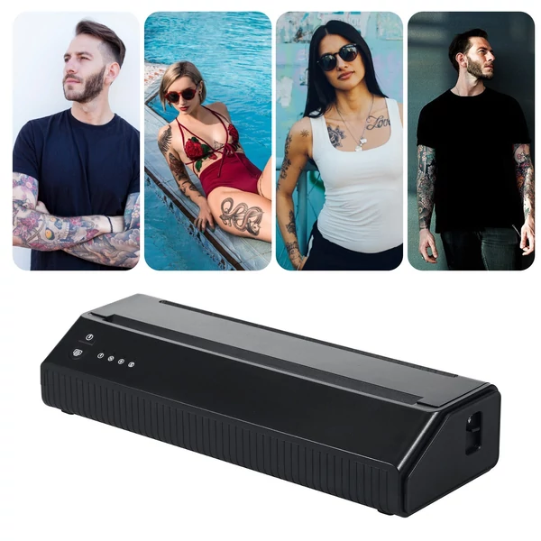 Bestauty hordozható vezeték nélküli BT+USB hőnyomtató tetováló transzfer nyomtató 203 dpi tetoválógép készlet A4-es transzferpapírral