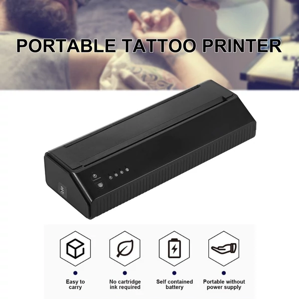 Bestauty hordozható vezeték nélküli BT+USB hőnyomtató tetováló transzfer nyomtató 203 dpi tetoválógép készlet A4-es transzferpapírral