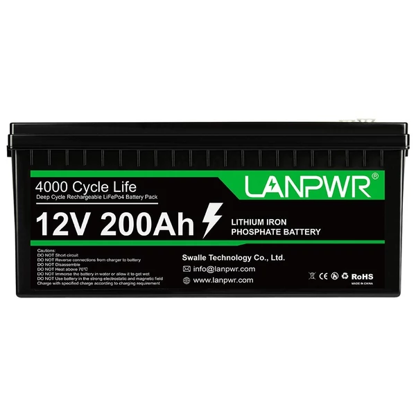 LANPWR 12V 200Ah Lifepo4 lítium akkumulátor csomag tartalék tápellátás