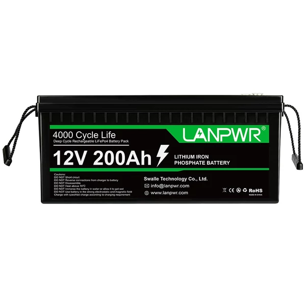 LANPWR 12V 200Ah Lifepo4 lítium akkumulátor csomag tartalék tápellátás