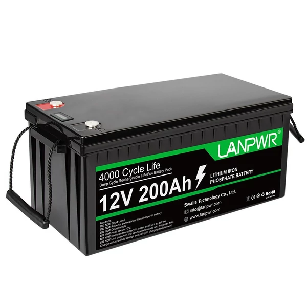 LANPWR 12V 200Ah Lifepo4 lítium akkumulátor csomag tartalék tápellátás