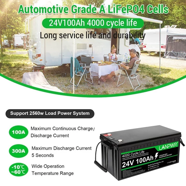 LANPWR 24V 100Ah Lifepo4 lítium akkumulátor csomag tartalék tápellátás