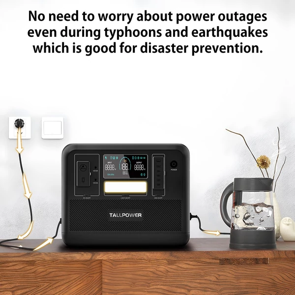 TALLPOWER V2000 hordozható erőmű 1536 Wh LiFePo4 napelem generátor 2000 W AC kimenet