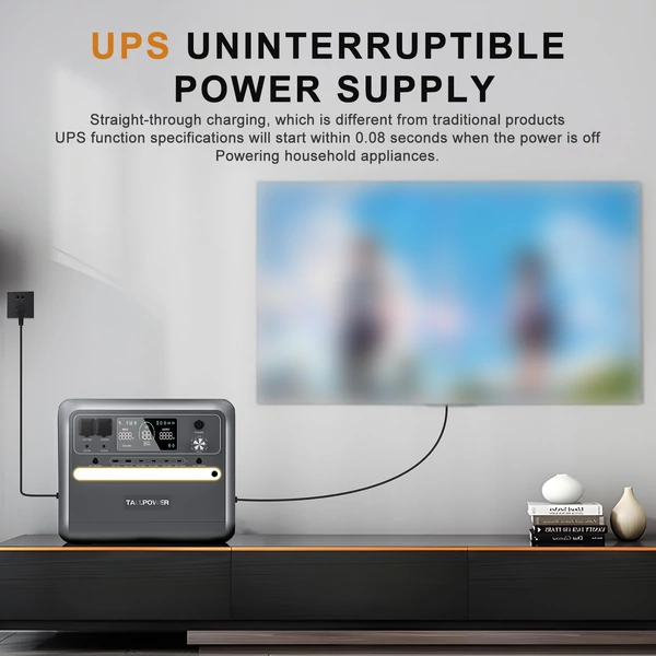 TALLPOWER V2400 hordozható erőmű 2160 Wh LiFePo4 napelem generátor 2400 W AC kimenet - Szürke