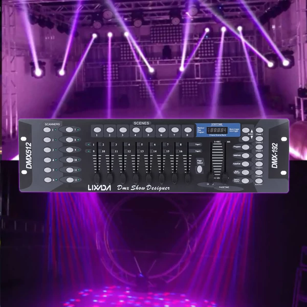 Lixada 192 csatornás DMX512 vezérlőkonzol a színpadi világításhoz