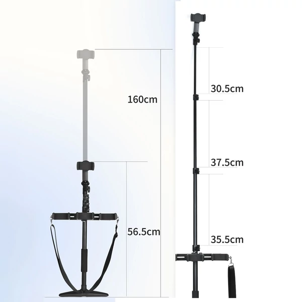 160 cm-es összecsukható szelfiállvány 1/4 hüvelykes golyósfejjel