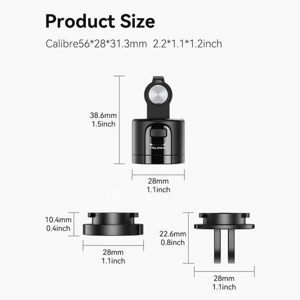 TELESIN CQM-001 mágneses szívó állványadapter gyorskioldó talpra szerelhető akciókamera tartozék