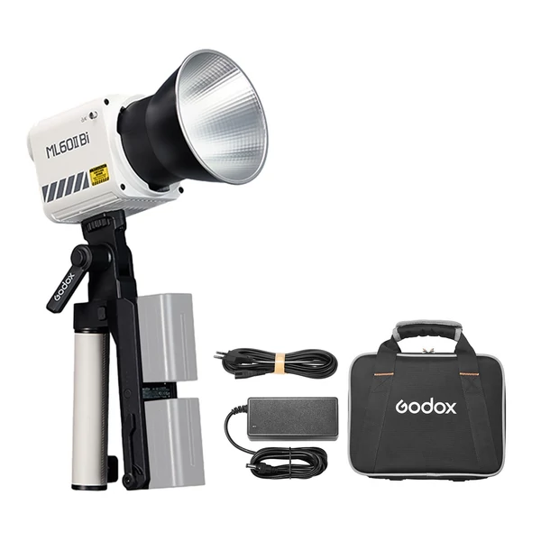 GODOX ML60II Bi Kit 70 W videolámpa készlet kétszínű fényképezési lámpa elemfogantyúval, szabványos reflektor tartóval és 1/4 adapterrel