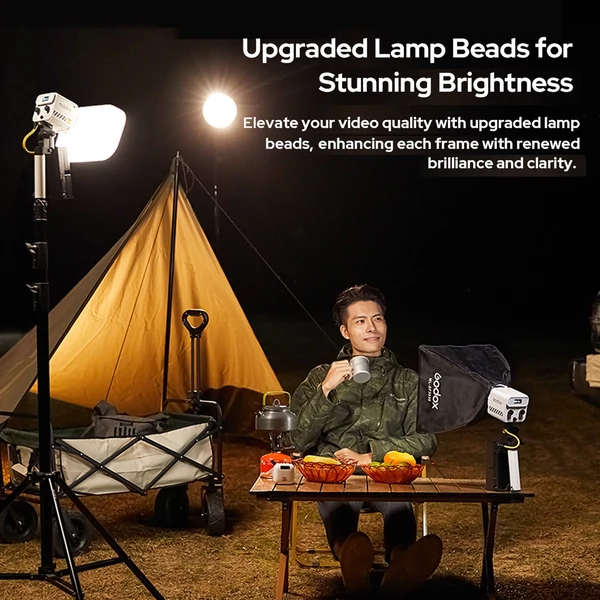 GODOX ML60II Bi Kit 70 W videolámpa készlet kétszínű fényképezési lámpa elemfogantyúval, szabványos reflektor tartóval és 1/4 adapterrel