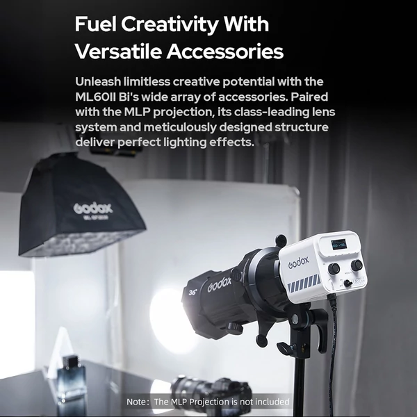 GODOX ML60II Bi Kit 70 W videolámpa készlet kétszínű fényképezési lámpa elemfogantyúval, szabványos reflektor tartóval és 1/4 adapterrel