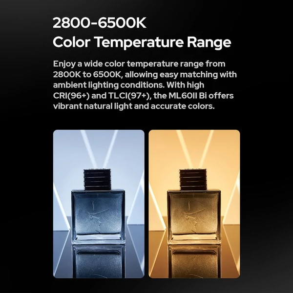 GODOX ML60II Bi Kit 70 W videolámpa készlet kétszínű fényképezési lámpa elemfogantyúval, szabványos reflektor tartóval és 1/4 adapterrel