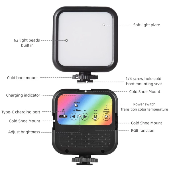 5 W zseb LED RGB mini fényképező lámpa - Fehér