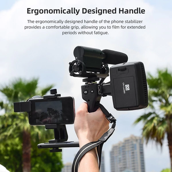 Mobiltelefon L-konzol tartó Video Rig kézi stabilizátor készlet
