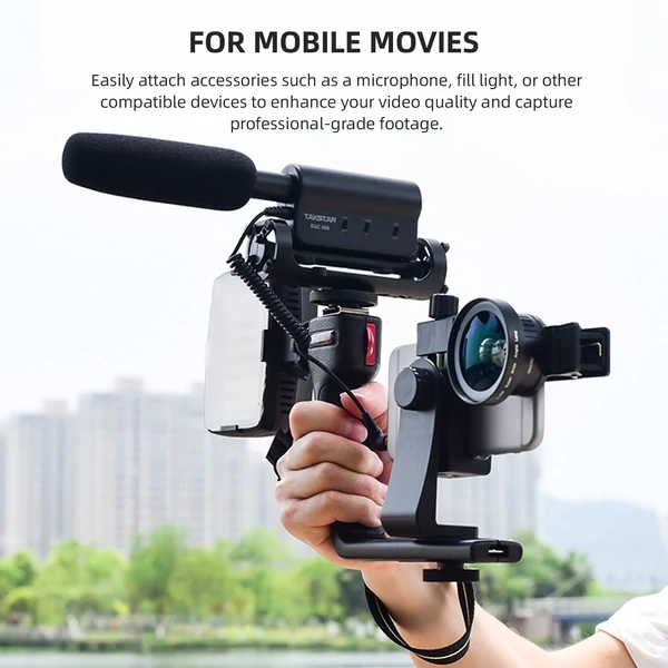 Mobiltelefon L-konzol tartó Video Rig kézi stabilizátor készlet