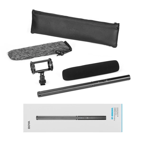BOYA BY-BM6060L XLR mikrofon, kardioid kondenzátor mikrofon ütésálló rögzítéssel és széltompítóval
