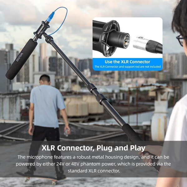 BOYA BY-BM6060L XLR mikrofon, kardioid kondenzátor mikrofon ütésálló rögzítéssel és széltompítóval