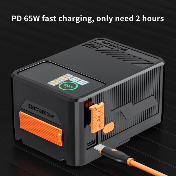 ZGCINE ZG-X99 Pocket V rögzítésű akkumulátor 14,8 V 99,9 WH 6750 mAh 1,3 hüvelykes IPS képernyős V-Lock akkumulátorral, BP/D-Tap/USB-C bemeneti és kimeneti portokkal és USB-C/ kettős DC kimeneti portokkal
