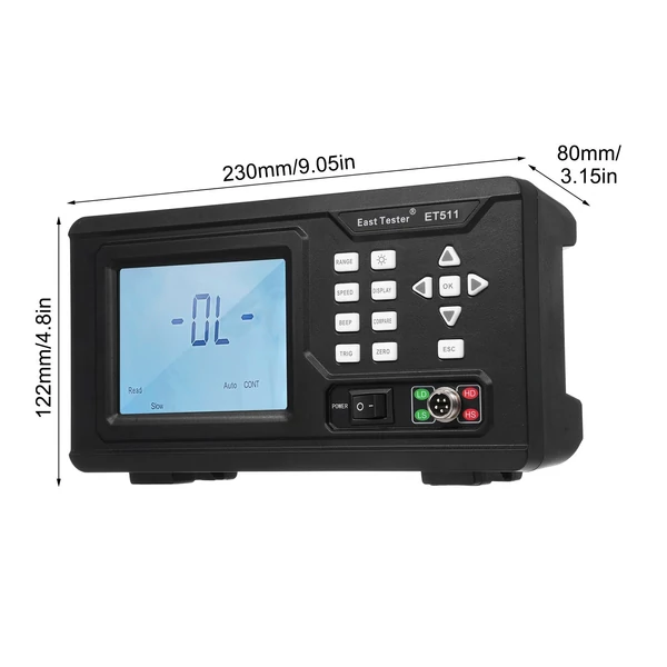 East Tester ET511 DC hordozható mikroellenállástesztelő egyenáramú LCD kijelző háttérvilágítással az ellenállásméréshez (10μΩ~20kΩ)