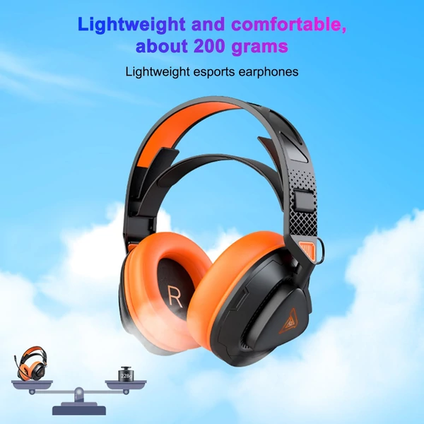 TAIOU Over Ear Gaming könnyű E-sport fejhallgató BT5.3 és 2.4G vezeték nélküli 3.5mm vezetékes - Fekete és narancs
