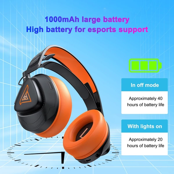 TAIOU Over Ear Gaming könnyű E-sport fejhallgató BT5.3 és 2.4G vezeték nélküli 3.5mm vezetékes - Fekete és narancs