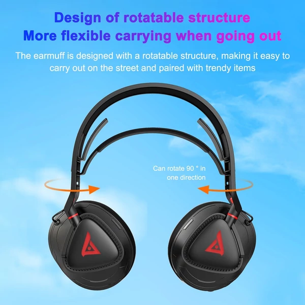 TAIOU Over Ear Gaming könnyű E-sport fejhallgató BT5.3 és 2.4G vezeték nélküli 3.5mm vezetékes - Fekete és piros